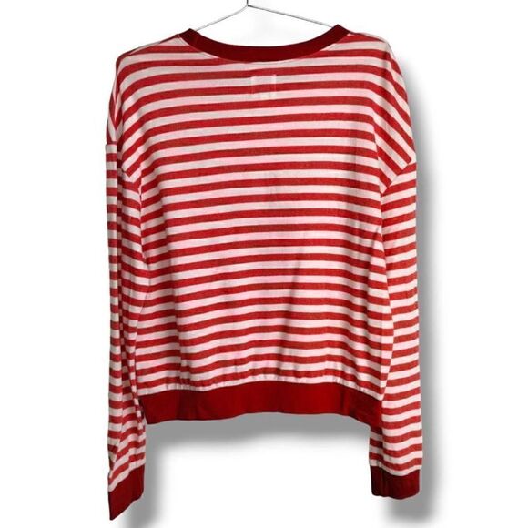 Stripe by N Womens Unisex Tee Shirt Size Small Bonjour Red White Stripes Cotton - Picture 2 of 12